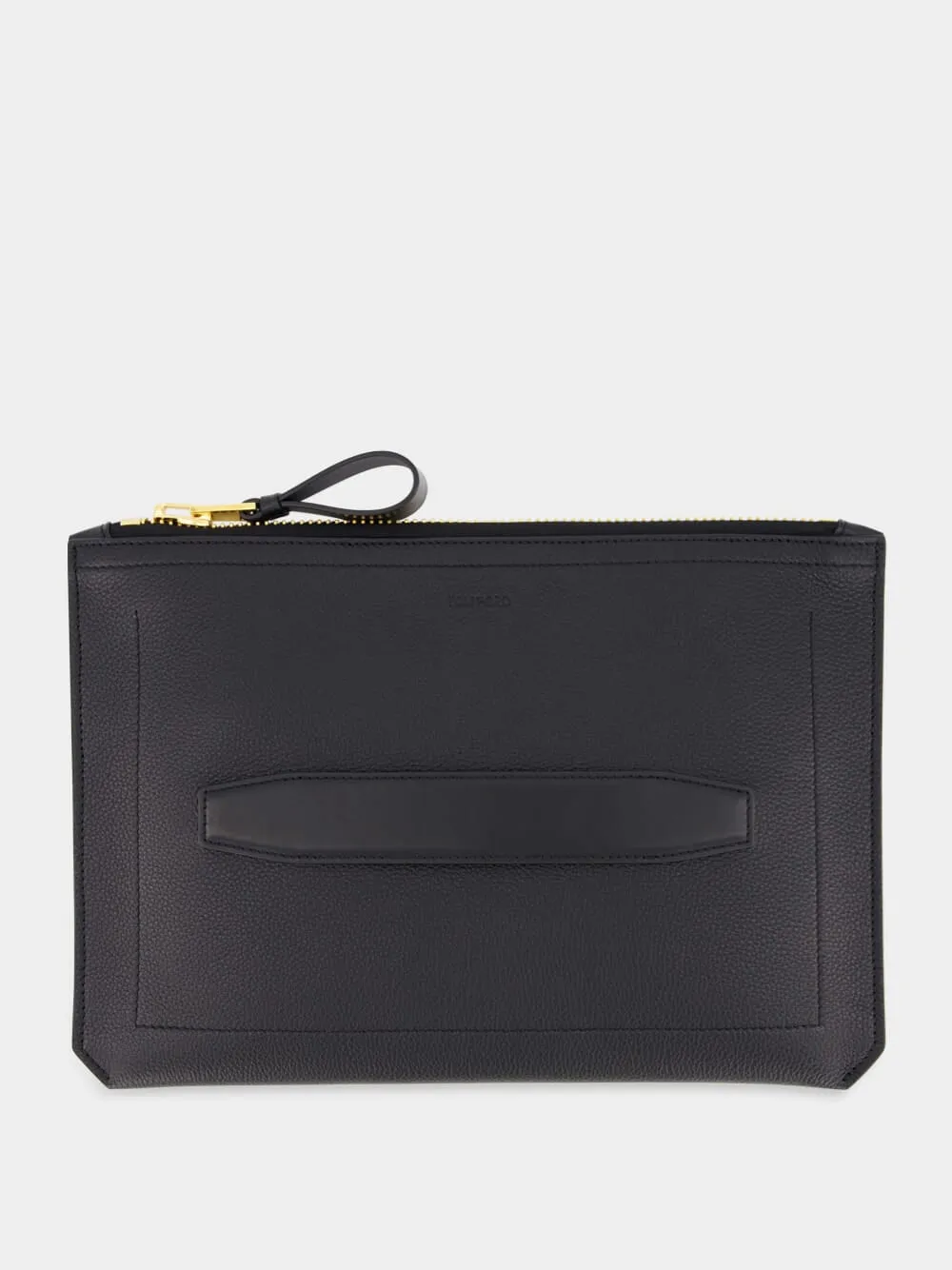 Logo Embossed Zipped Clutch Bag