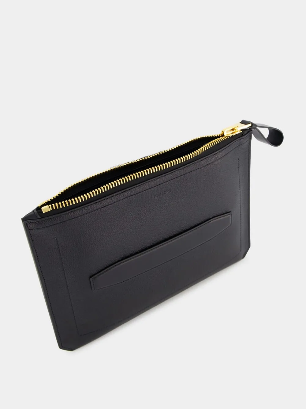 Logo Embossed Zipped Clutch Bag