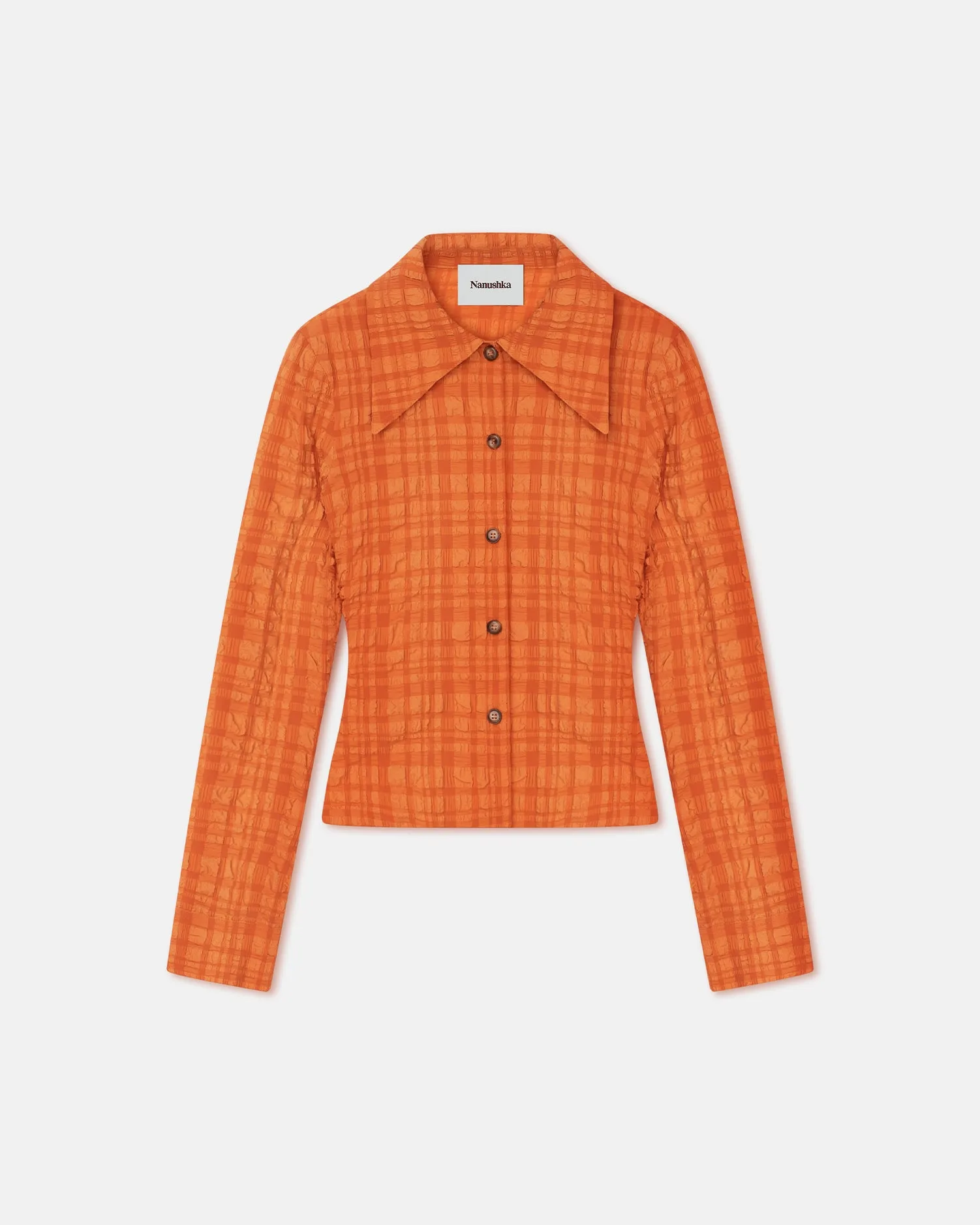 Lotte - Checked Seersucker Shirt - Sunset Orange