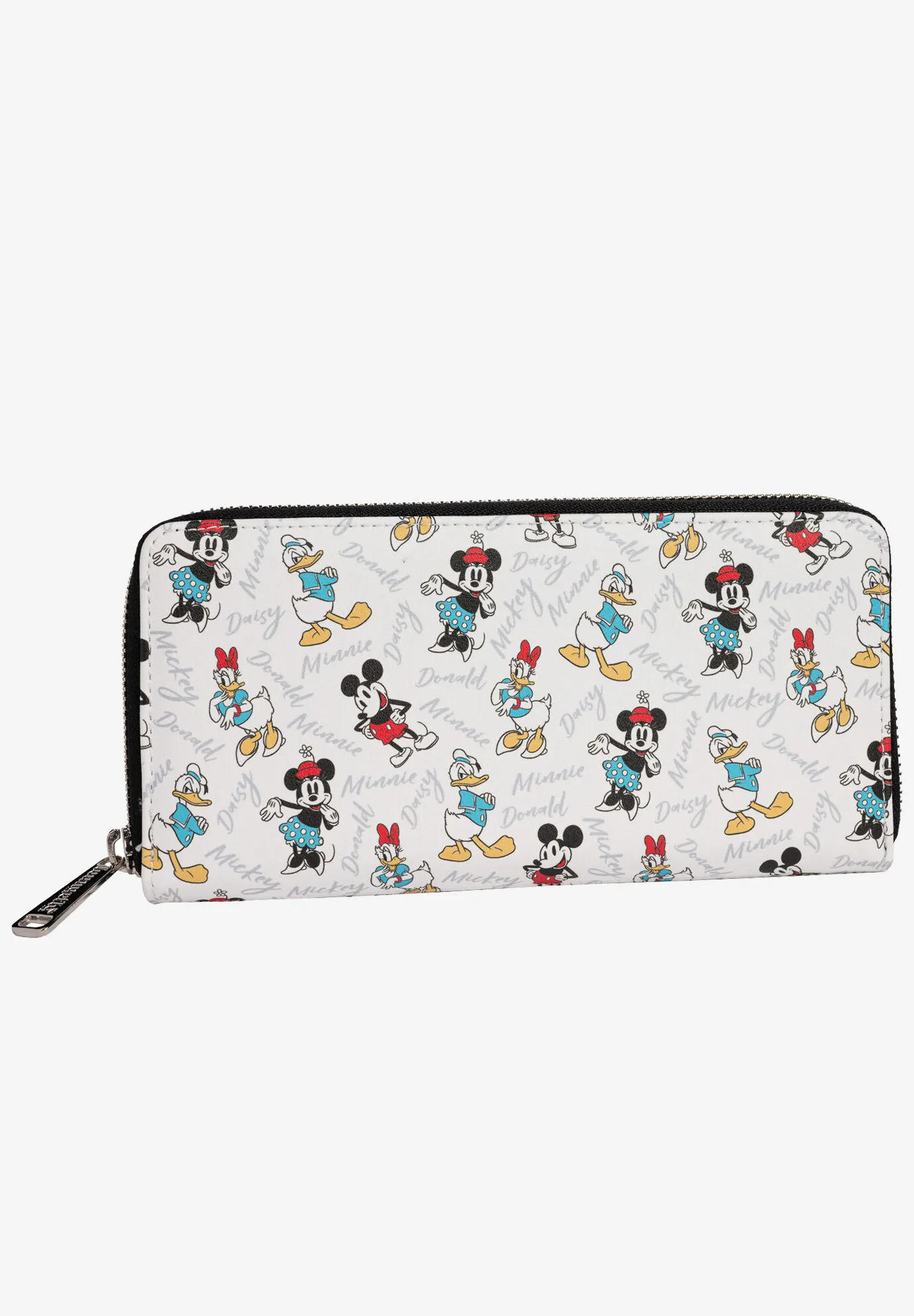 Loungefly x Disney Women's Mickey Minnie Donald Daisy Zip Around Clutch Wallet