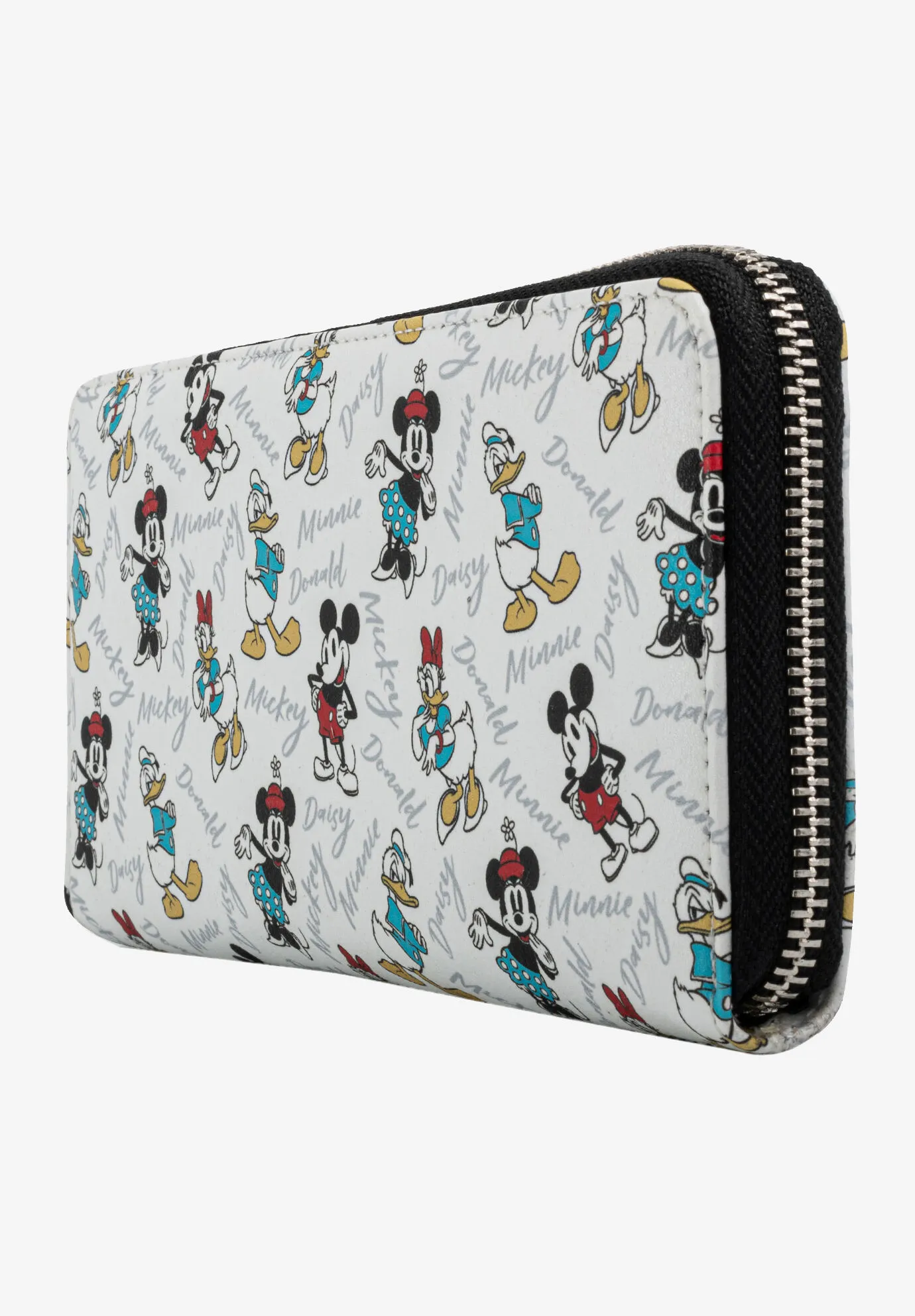 Loungefly x Disney Women's Mickey Minnie Donald Daisy Zip Around Clutch Wallet