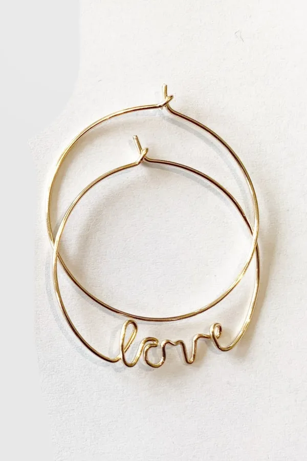 'Love' Wire-wrap Hoops