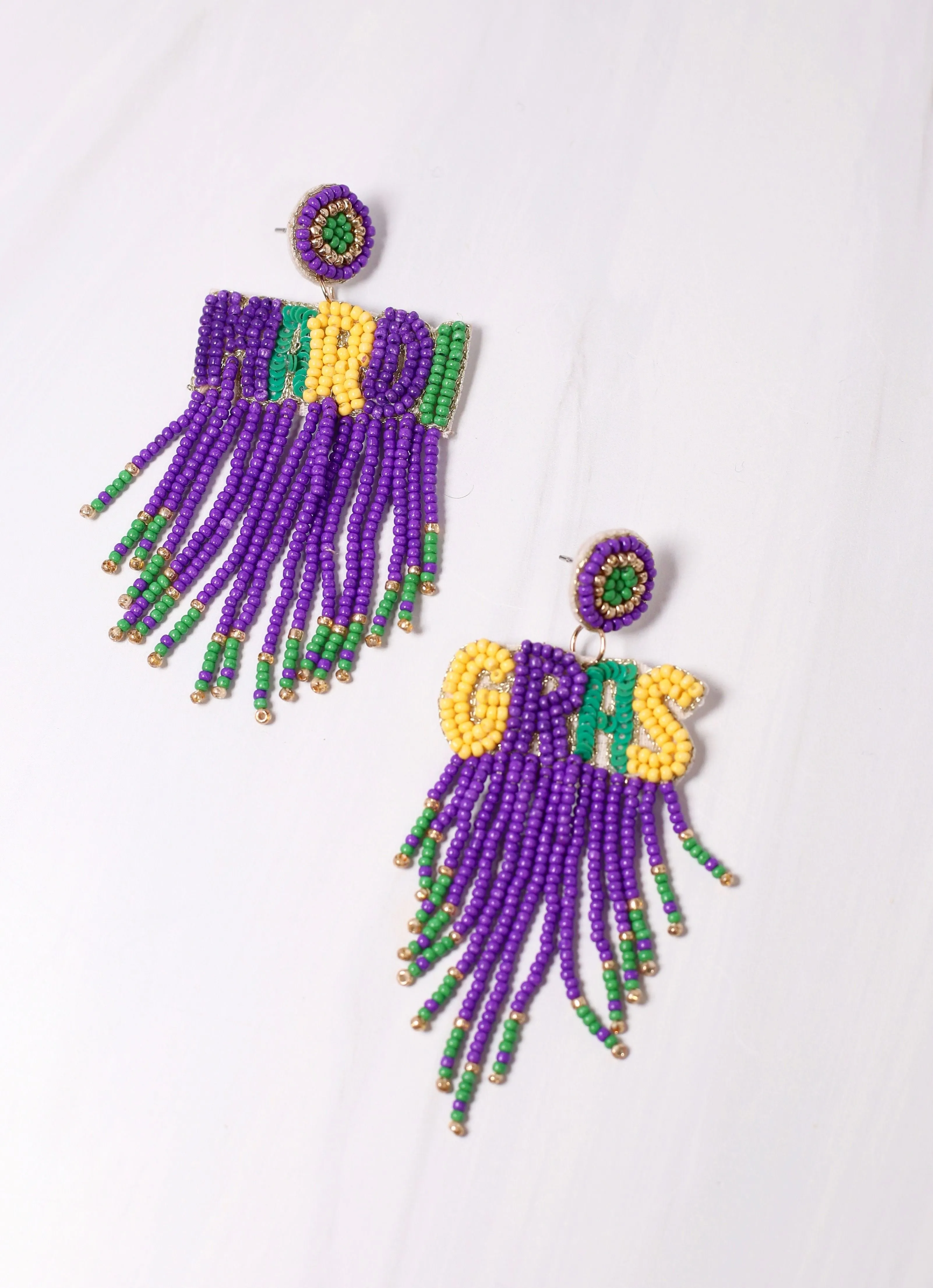 Mardi Gras Fringe Earring PURPLE MULTI