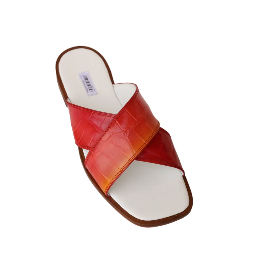 Mauri 5134 Carnival Men's Shoes Orange & Red Exotic Alligator Slip-On Sandals (MAS5505-B)