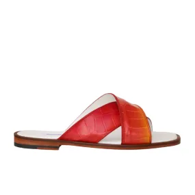 Mauri 5134 Carnival Men's Shoes Orange & Red Exotic Alligator Slip-On Sandals (MAS5505-B)