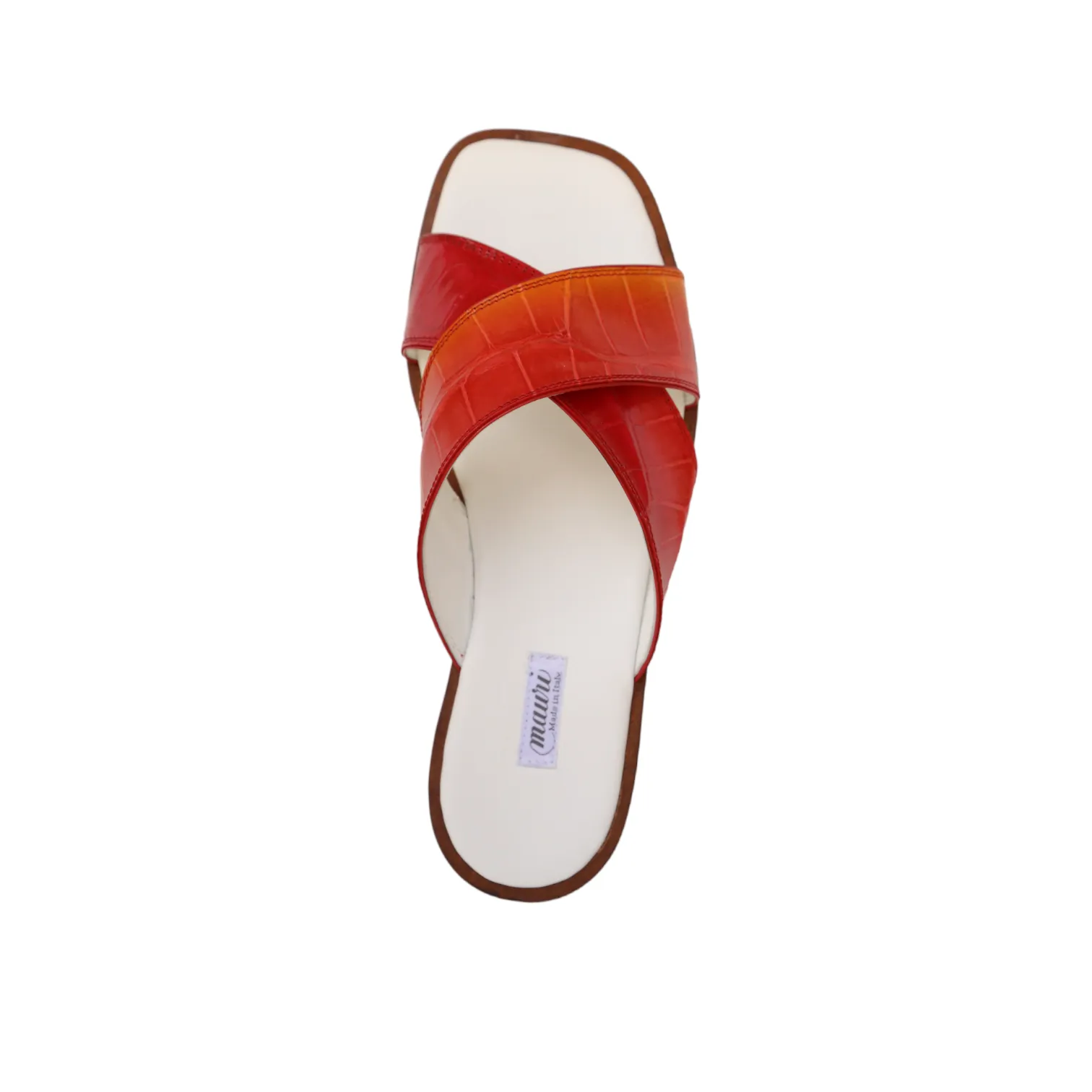 Mauri 5134 Carnival Men's Shoes Orange & Red Exotic Alligator Slip-On Sandals (MAS5505-B)