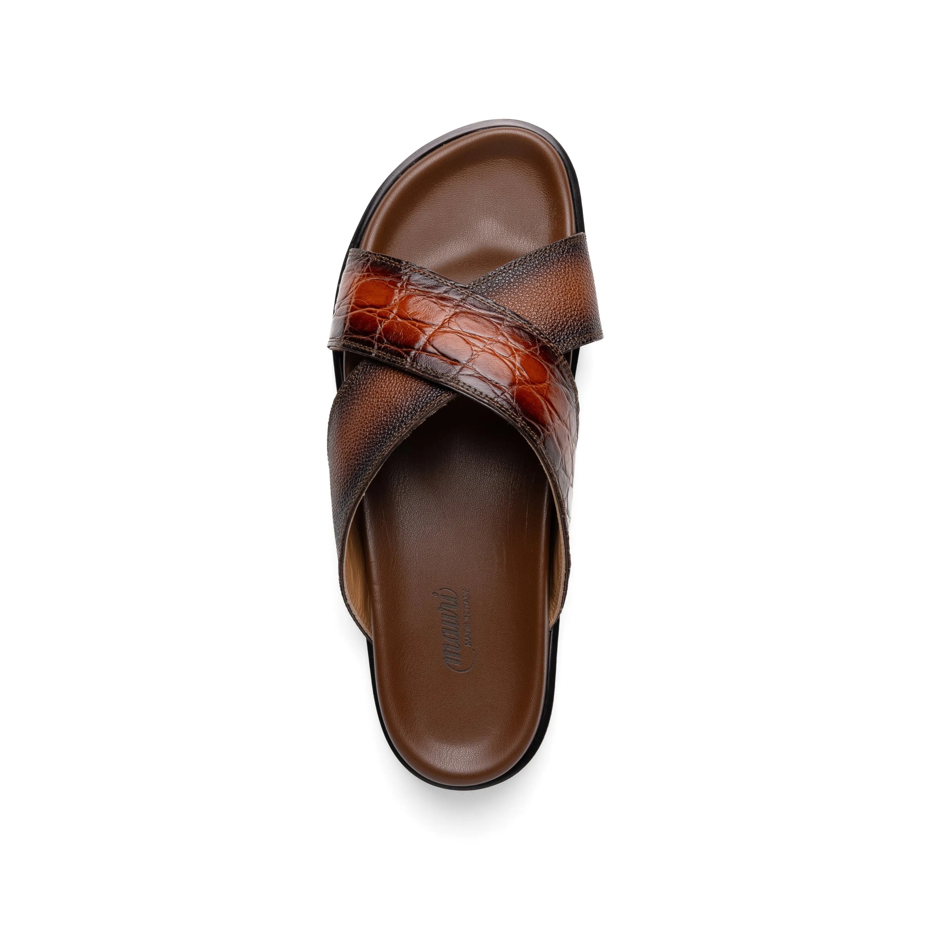 Mauri Coral 5134/6 Men's Shoes Cognac with T.Moro Exotic Alligator / Time Leather Slip-on Sandals (MA5607)