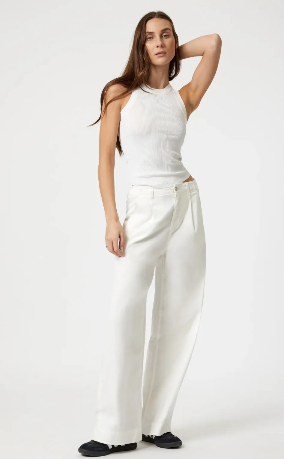 MAVI PERA HIGH RISE PLEATED TWILL WIDE LEG PANT