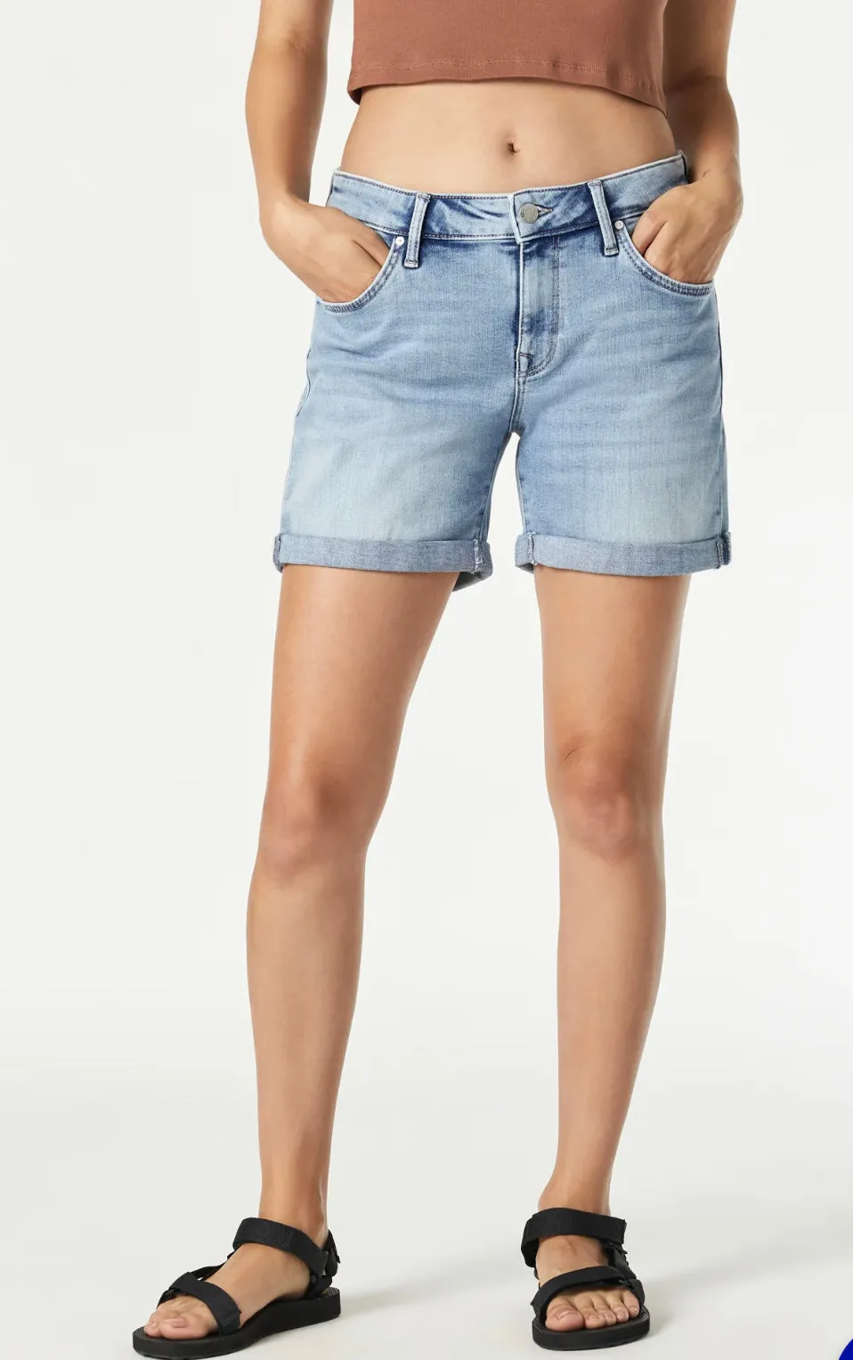 MAVI  PIXIE LIGHT BRUSHED BOYFRIEND SHORTS