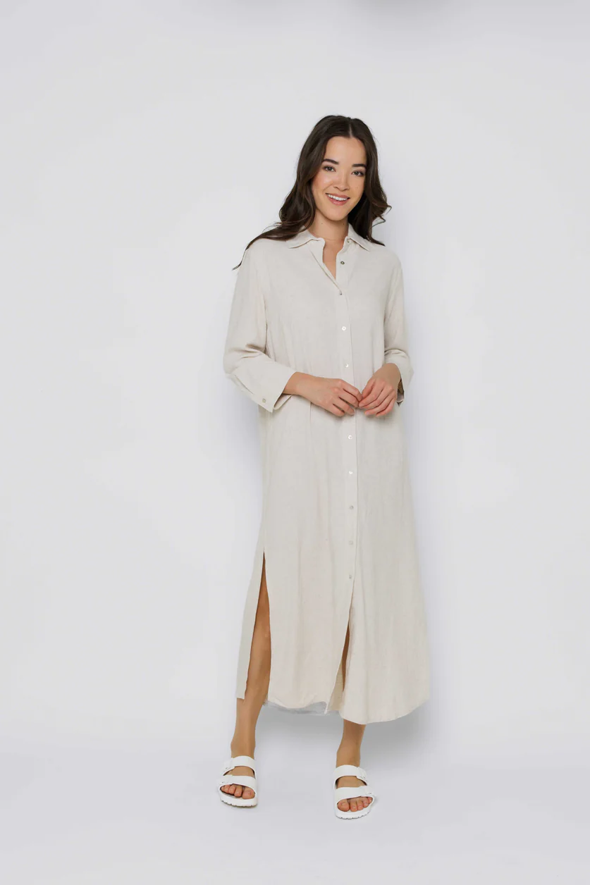 Meg Long Linen Button Up