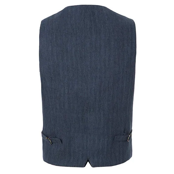 Men's Hackett, Linen Delave Shawl Waistcoat in Indigo