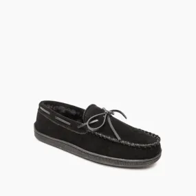  Men's Pile Lined Hardsole Moccasin in Black  