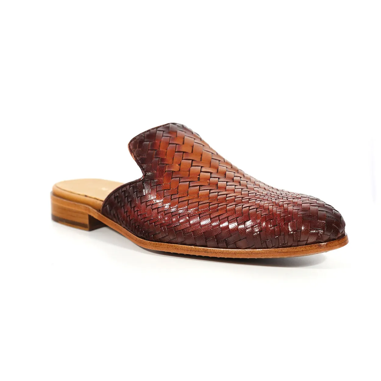 Mezlan S20667 Men's Shoes Tan Rust Woven Leather Casual Slip-On Mules (MZS3616)