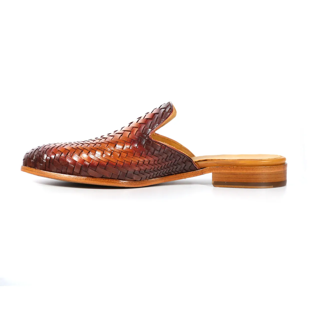 Mezlan S20667 Men's Shoes Tan Rust Woven Leather Casual Slip-On Mules (MZS3616)