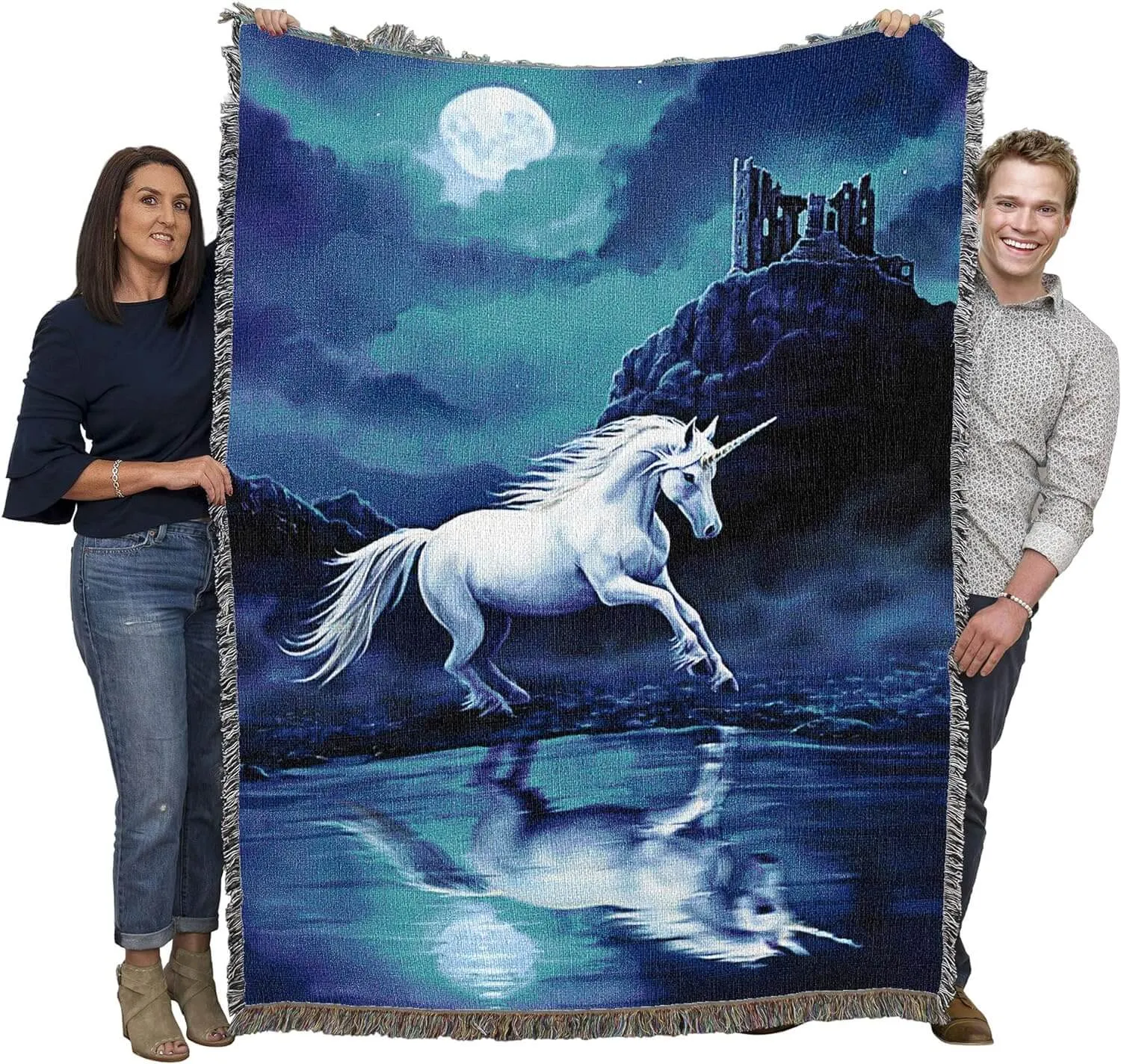 Moonlight Unicorn Tapestry Blanket