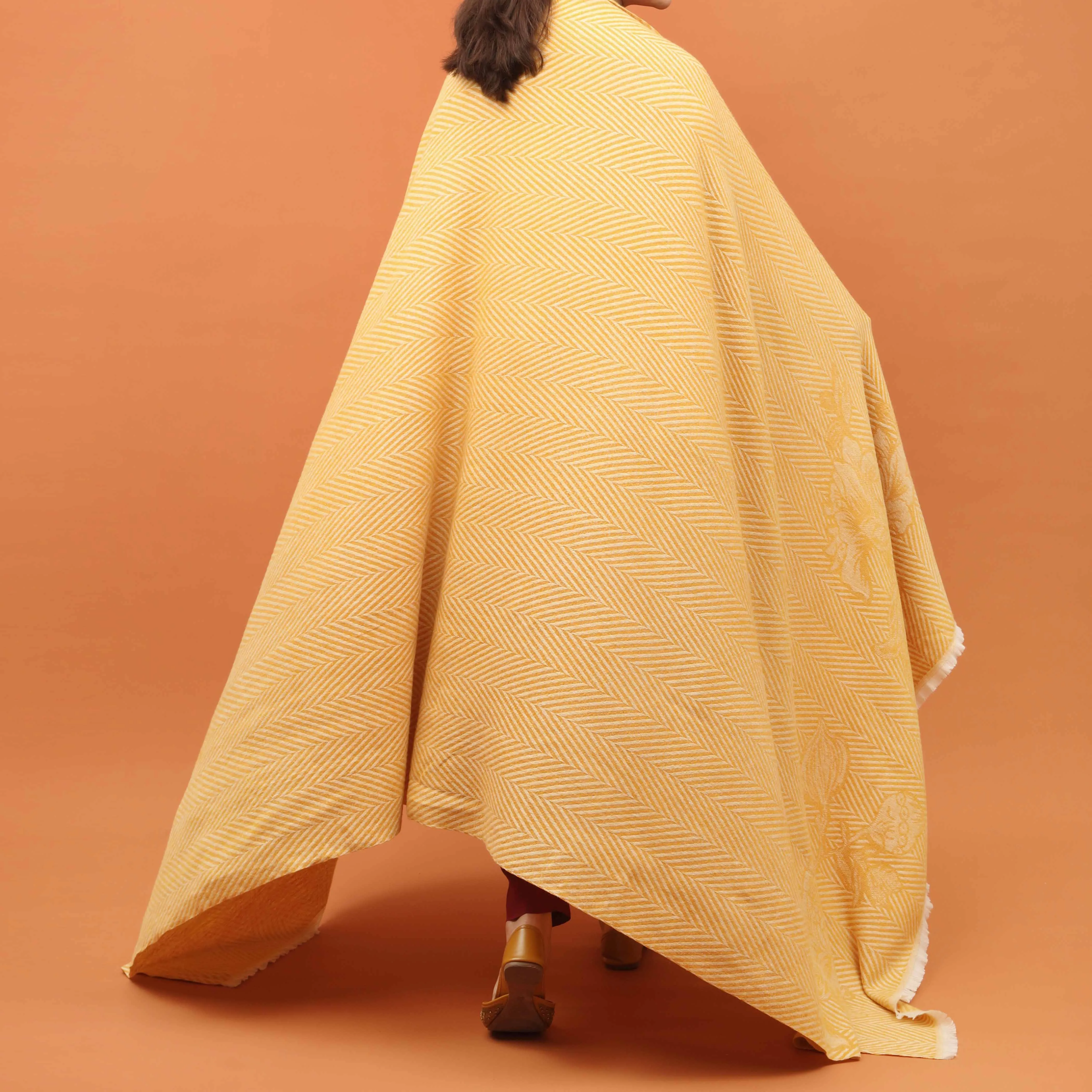 Mustard Acrylic Winter Shawl PN4347