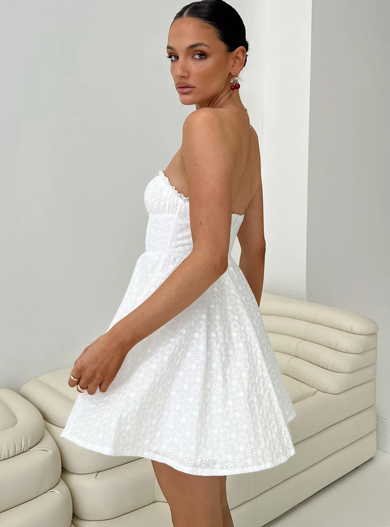 Nataria Strapless Mini Dress White