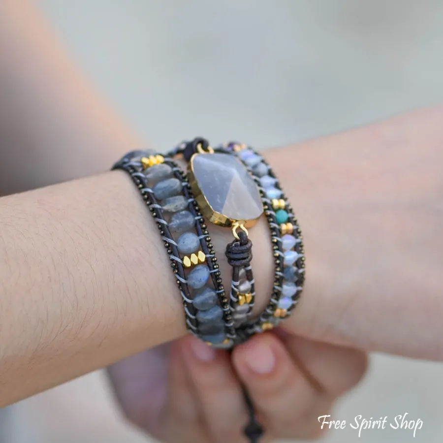 Natural Gray Quartz Wrap Bracelet