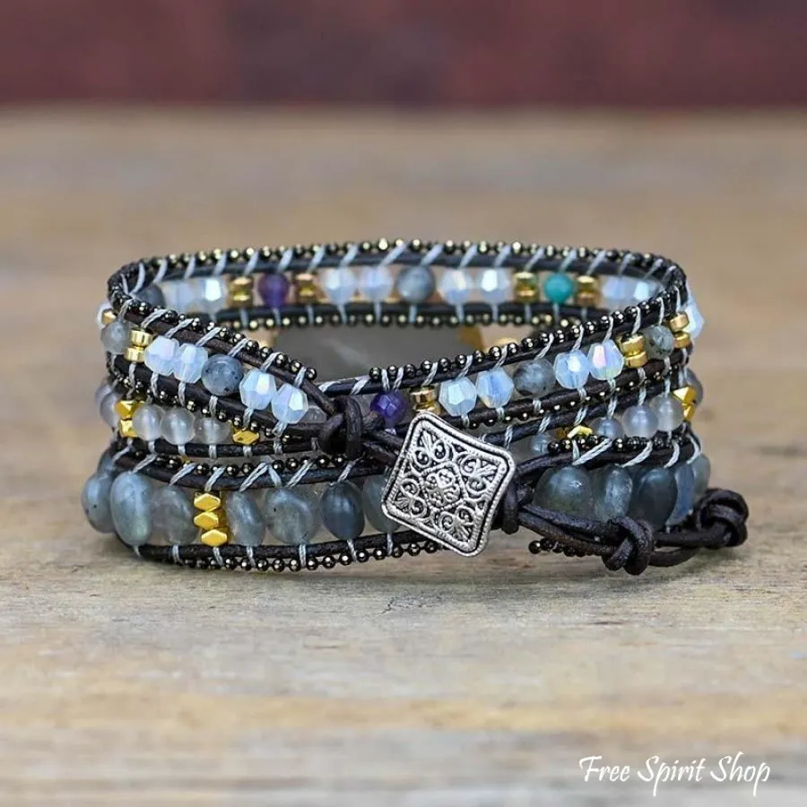 Natural Gray Quartz Wrap Bracelet