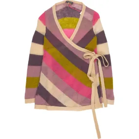 Orla Kiely Plum Striped Mohair Wrap Cardigan