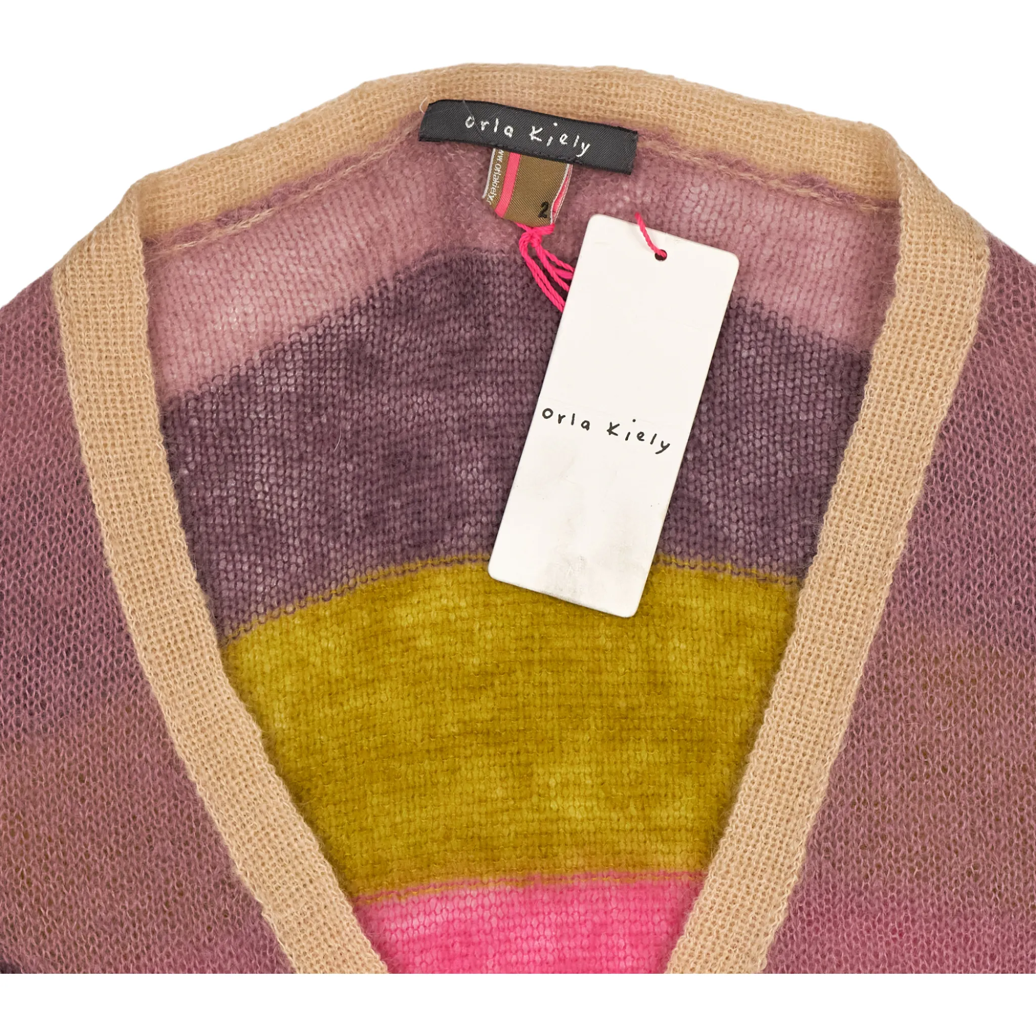 Orla Kiely Plum Striped Mohair Wrap Cardigan