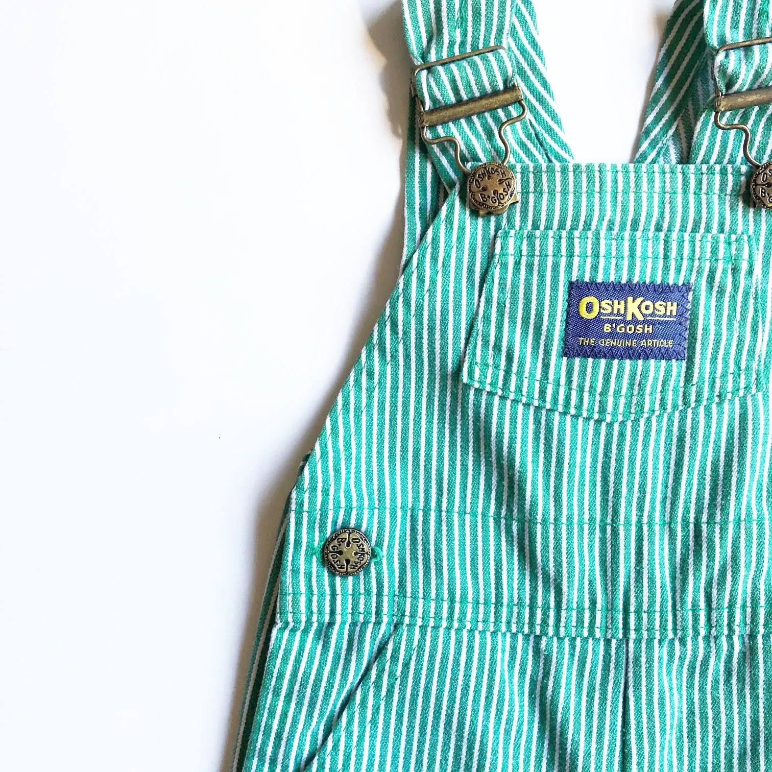 Osh Kosh Green and White Stripe Overalls size 18-24 months