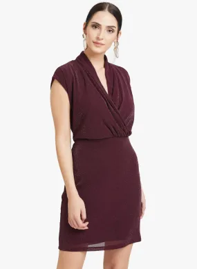 Overlap Neck Detail Lurex Mini Dress