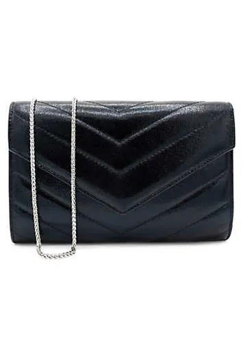 Paradox London Black Metallic ’Dextra’ Quilted Clutch Bag