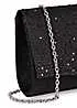 Paradox London Deja Black Glitter Lurex Clutch Handbag