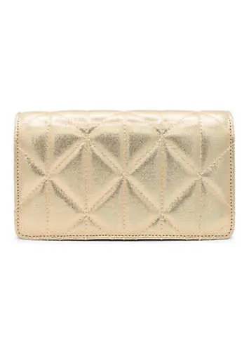 Paradox London Dempsey Champagne Gold Shimmer Quilted Clutch Bag