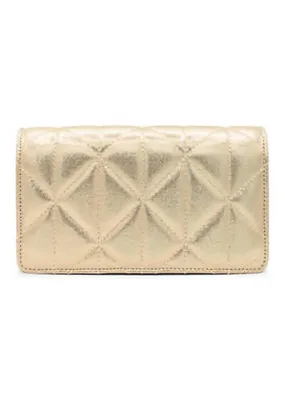 Paradox London Dempsey Champagne Gold Shimmer Quilted Clutch Bag