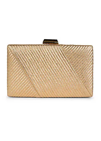 Paradox London Divinia Champagne Gold Shimmer Box Clutch Bag