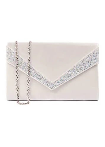 Paradox London Ivory Satin Delaney Clutch Bag