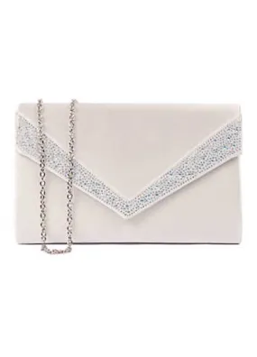 Paradox London Ivory Satin Delaney Clutch Bag