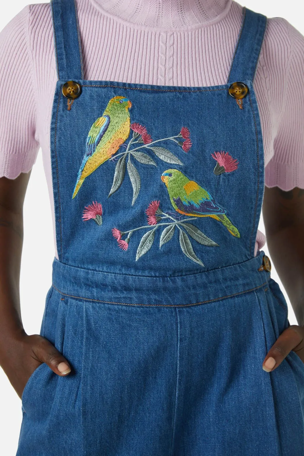 Parrot Embroidered Overall