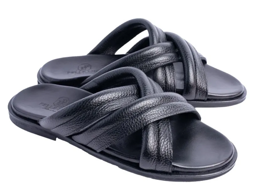 Pelle Balaer Slip-On Calfskin Sandal Black