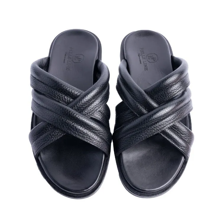 Pelle Balaer Slip-On Calfskin Sandal Black