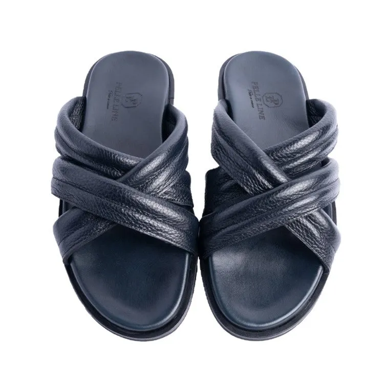 Pelle Balaer Slip-On Calfskin Sandal Navy