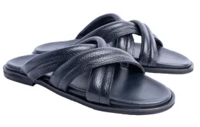 Pelle Balaer Slip-On Calfskin Sandal Navy