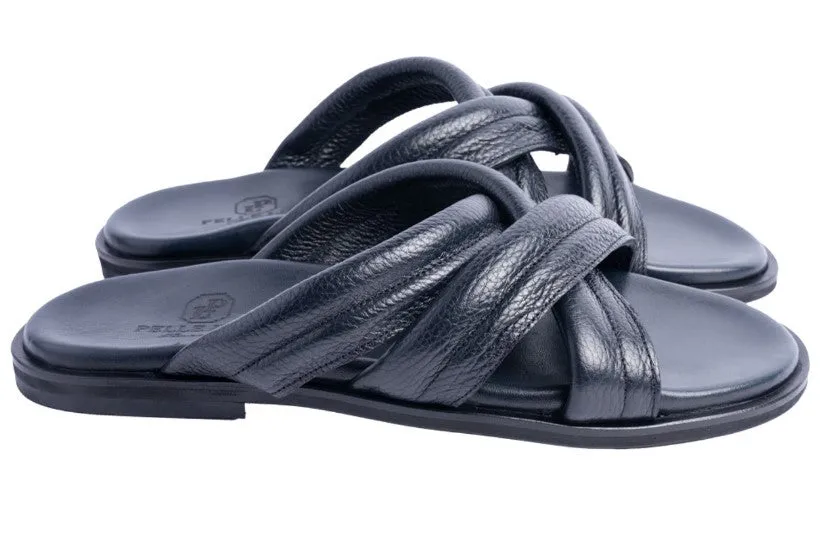 Pelle Balaer Slip-On Calfskin Sandal Navy