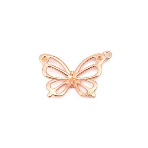 Pendants, Butterfly, Single-Sided, Open Work, Chaton, Rose Gold Plated, Alloy, 27mm