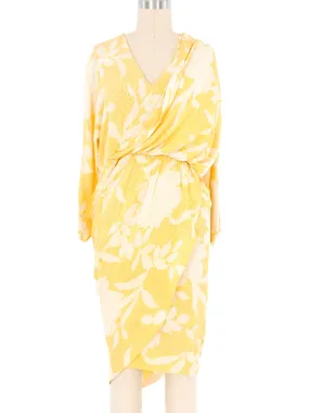 Pierre Cardin Draped Jacquard Silk Dress