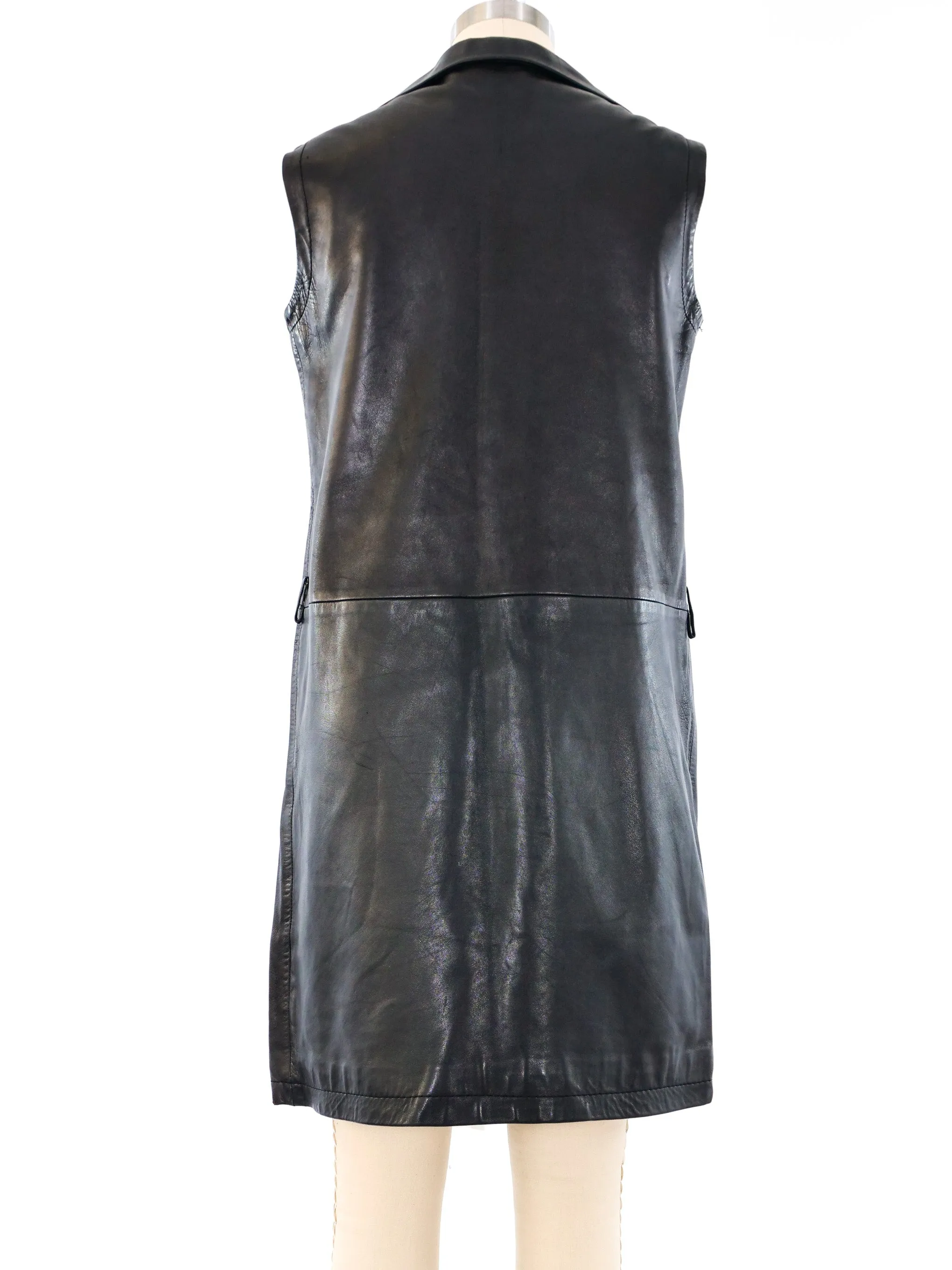 Pierre Cardin Lace Up Leather Mini Dress