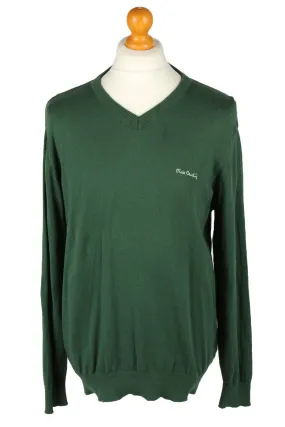 Pierre Cardin Mens V Neck Jumper Green L - Pepper Tree London