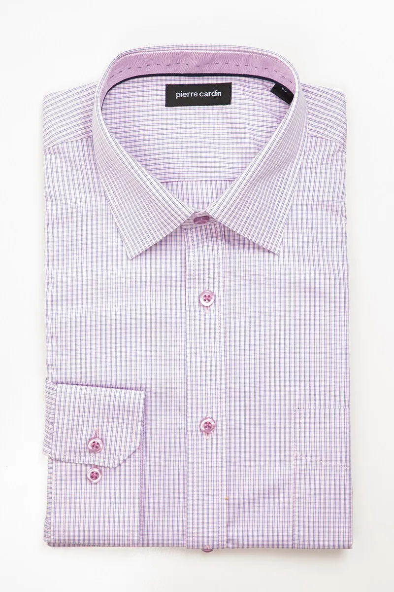 Pierre Cardin Micro Check Long Sleeve Business Shirt