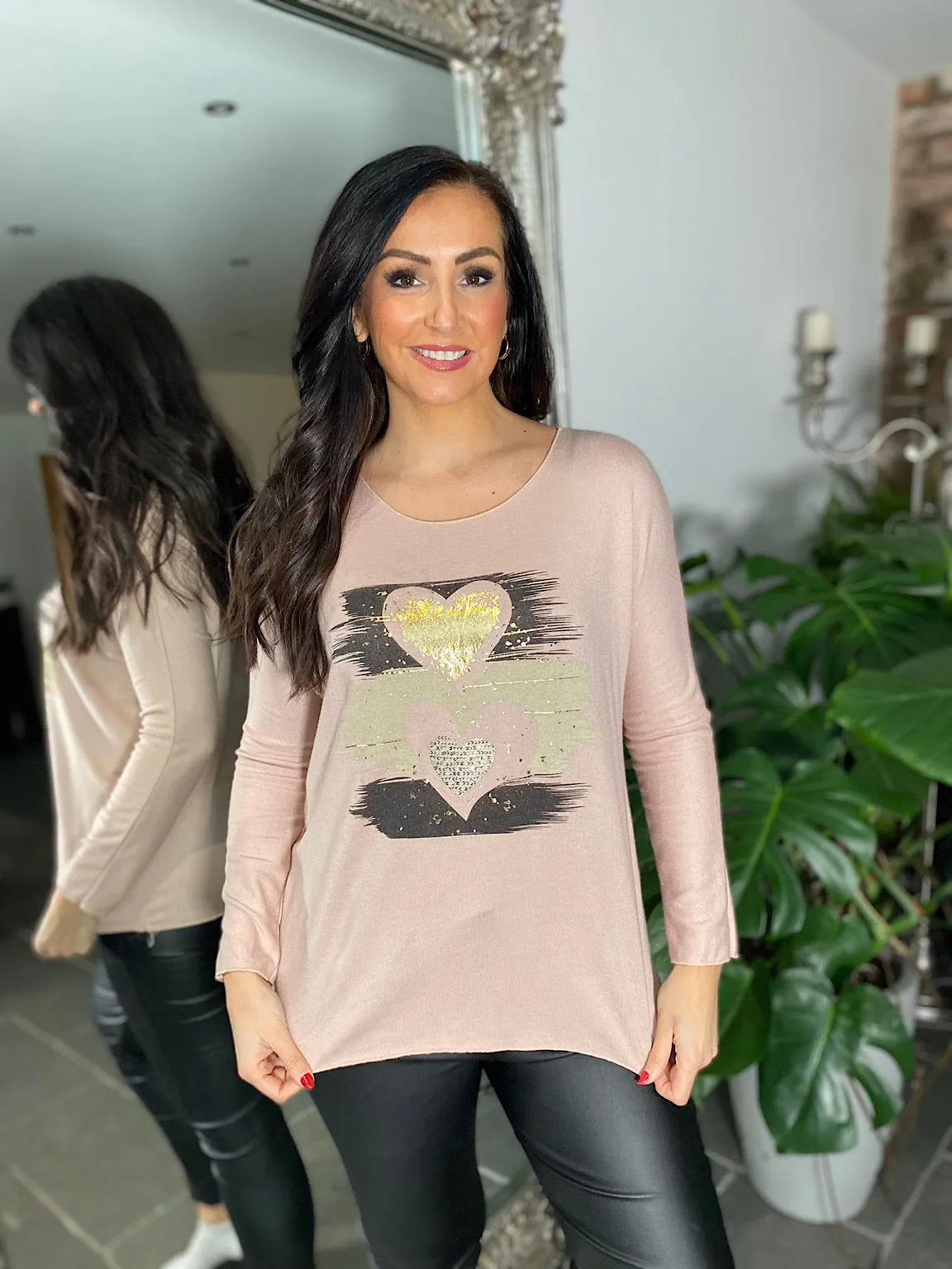 Pink Brushstroke Heart Knit Patsy