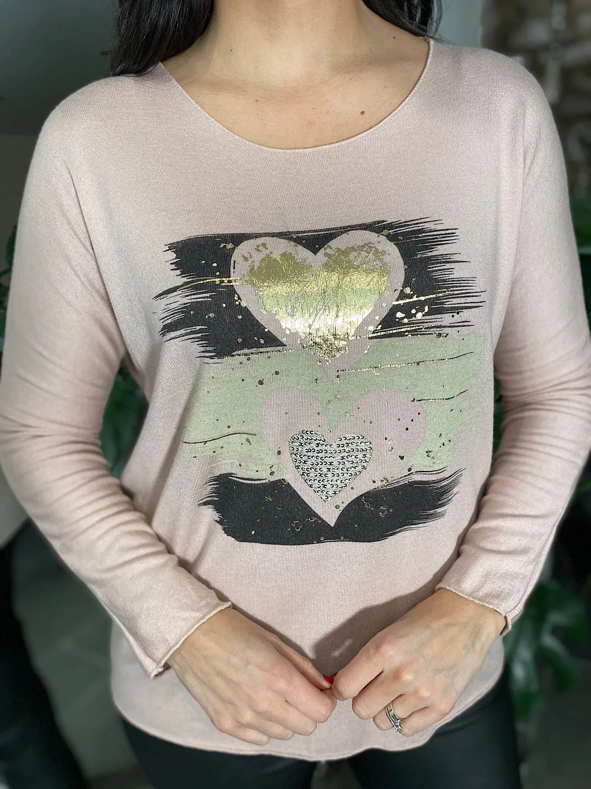 Pink Brushstroke Heart Knit Patsy