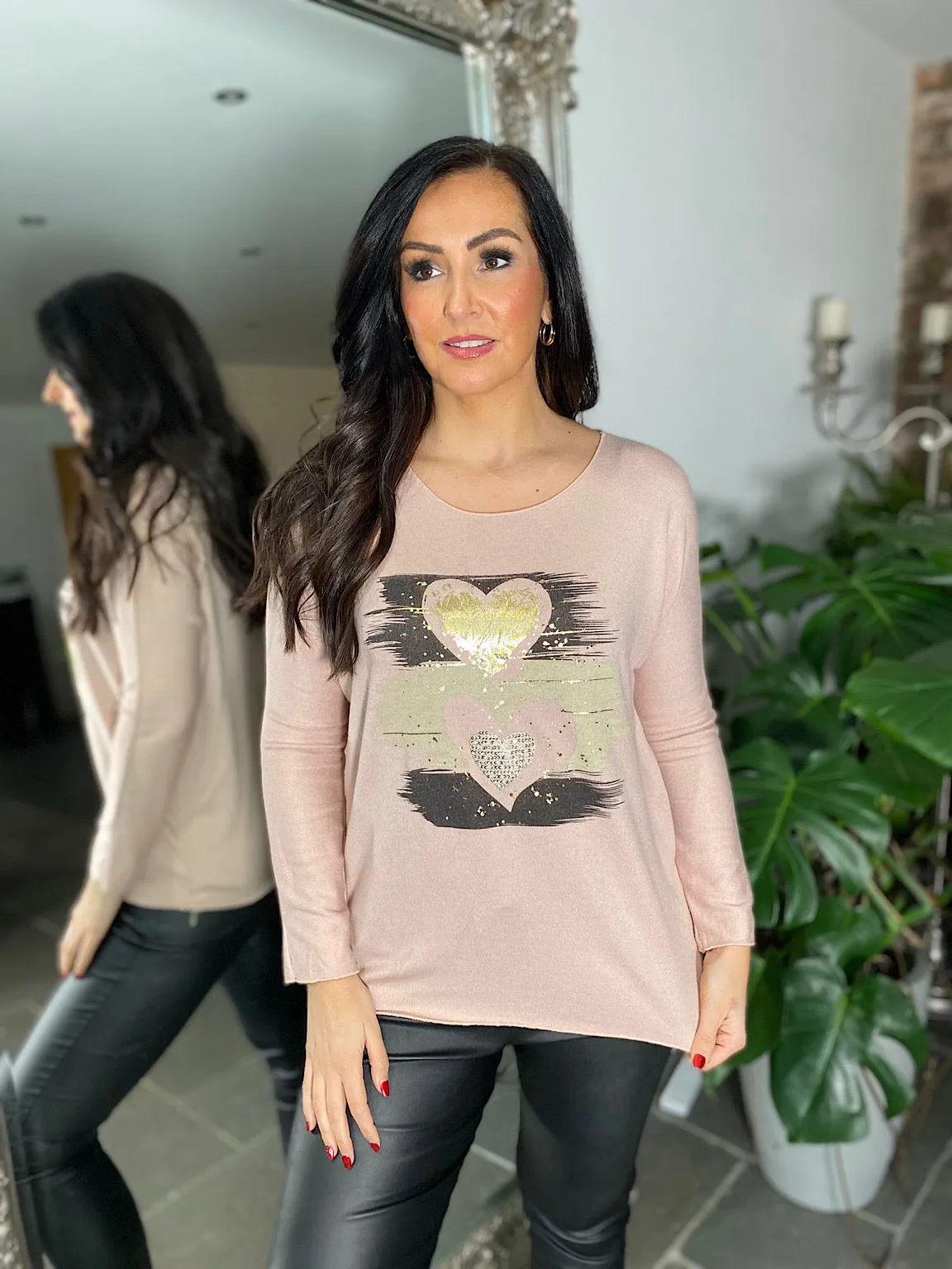 Pink Brushstroke Heart Knit Patsy