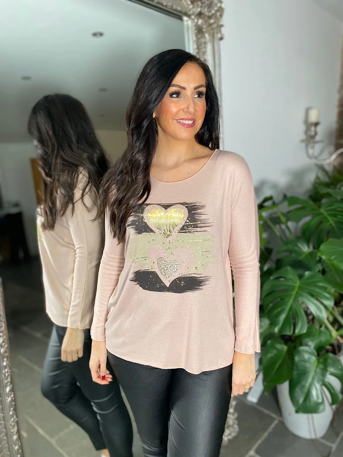 Pink Brushstroke Heart Knit Patsy