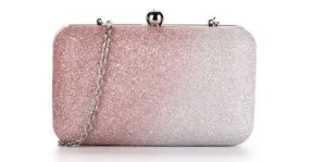 Pink Pastel Bling Bling Glitter Rectangluar Evening Clutch Purse Jewelry Box